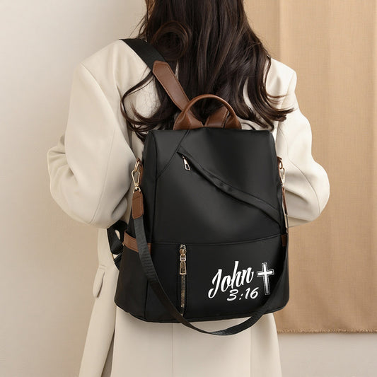 In His Divine Power Lightweight Jesus Backpack Cross Print