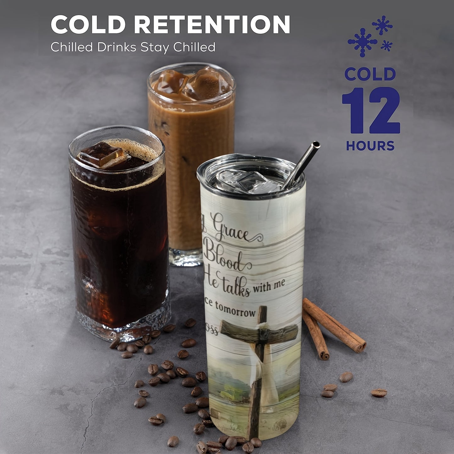 Inspirational Scripture Stainless Steel Tumbler with Lid and Straw