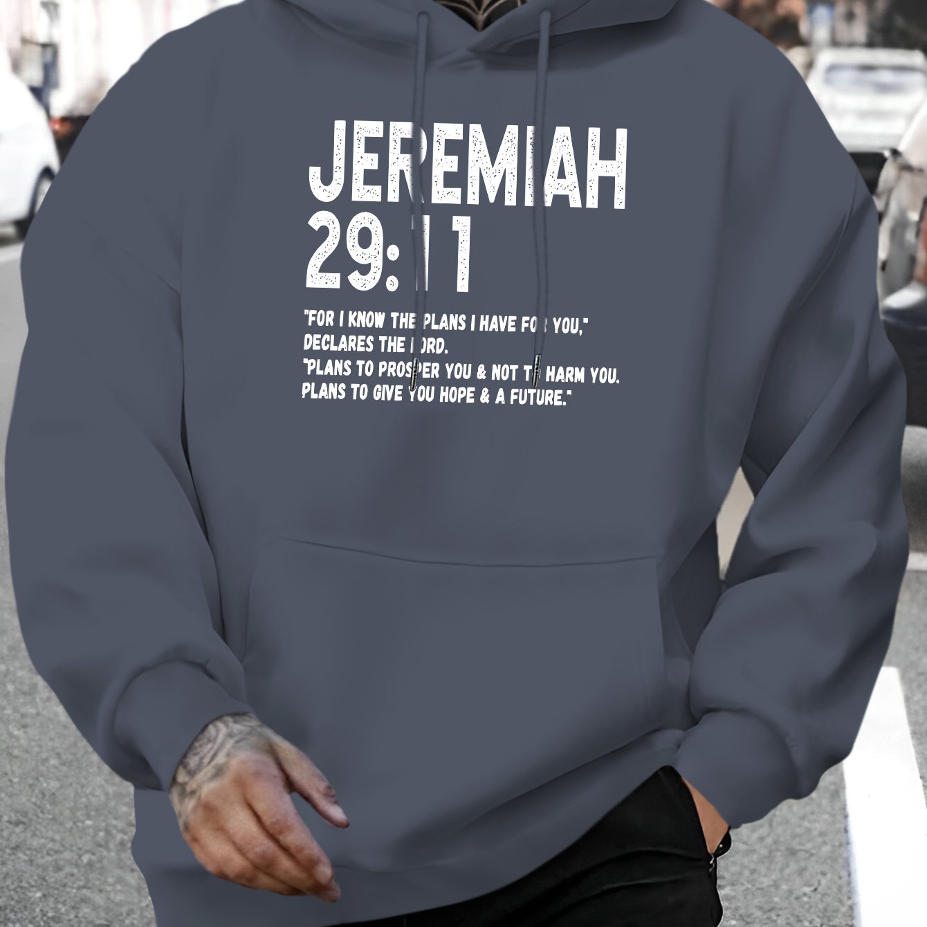 In His Divine Power Jeremiah 29 11 Hoodie Mens Polyester