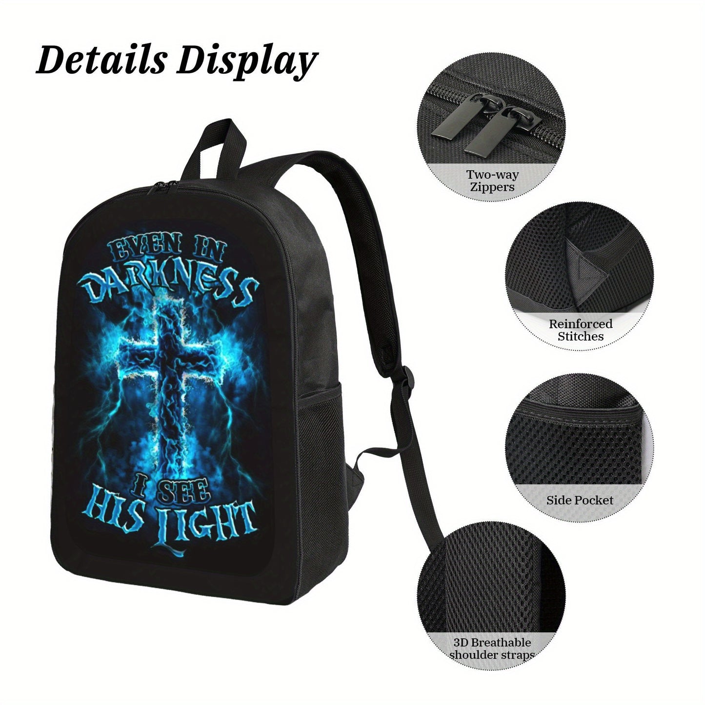 Even in Darkness Light Cross Inspirational Laptop Backpack