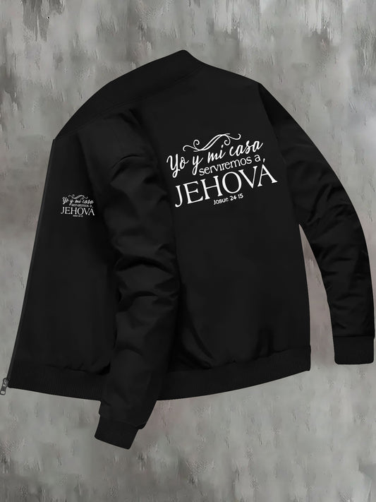 Men's Slim Fit Religious Print Bomber Jacket Casual
