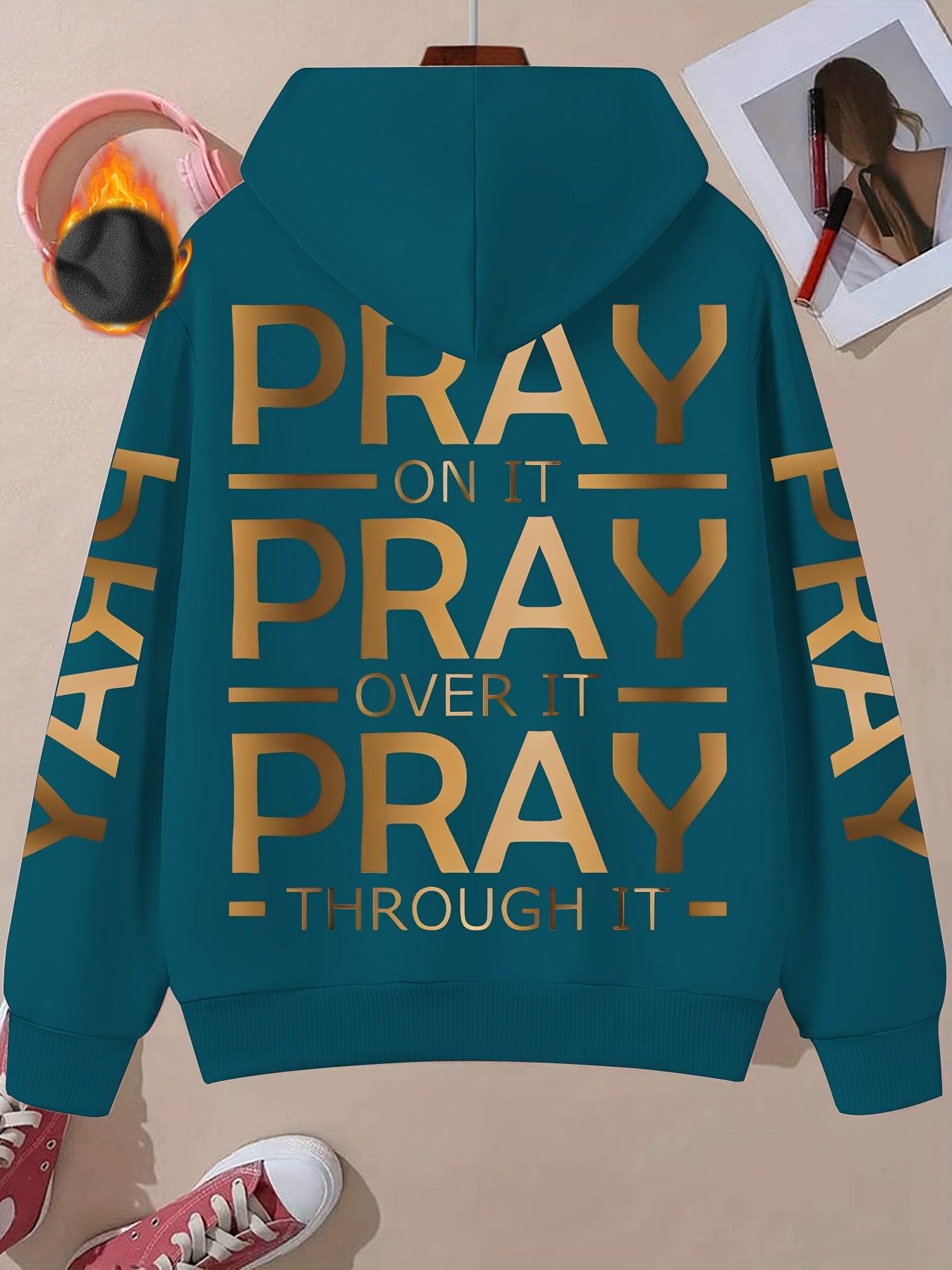 IHDP Alphabet Pattern Hoodie Women Casual Sweater Edition