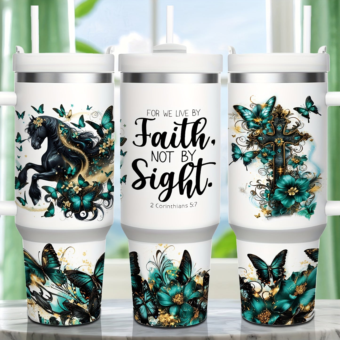 Mikenda Faith Stainless Steel Tumbler With Handle Lid