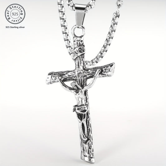 Embossed Jesus Crucifixion Pendant Necklace for Men Fashion Jewelry