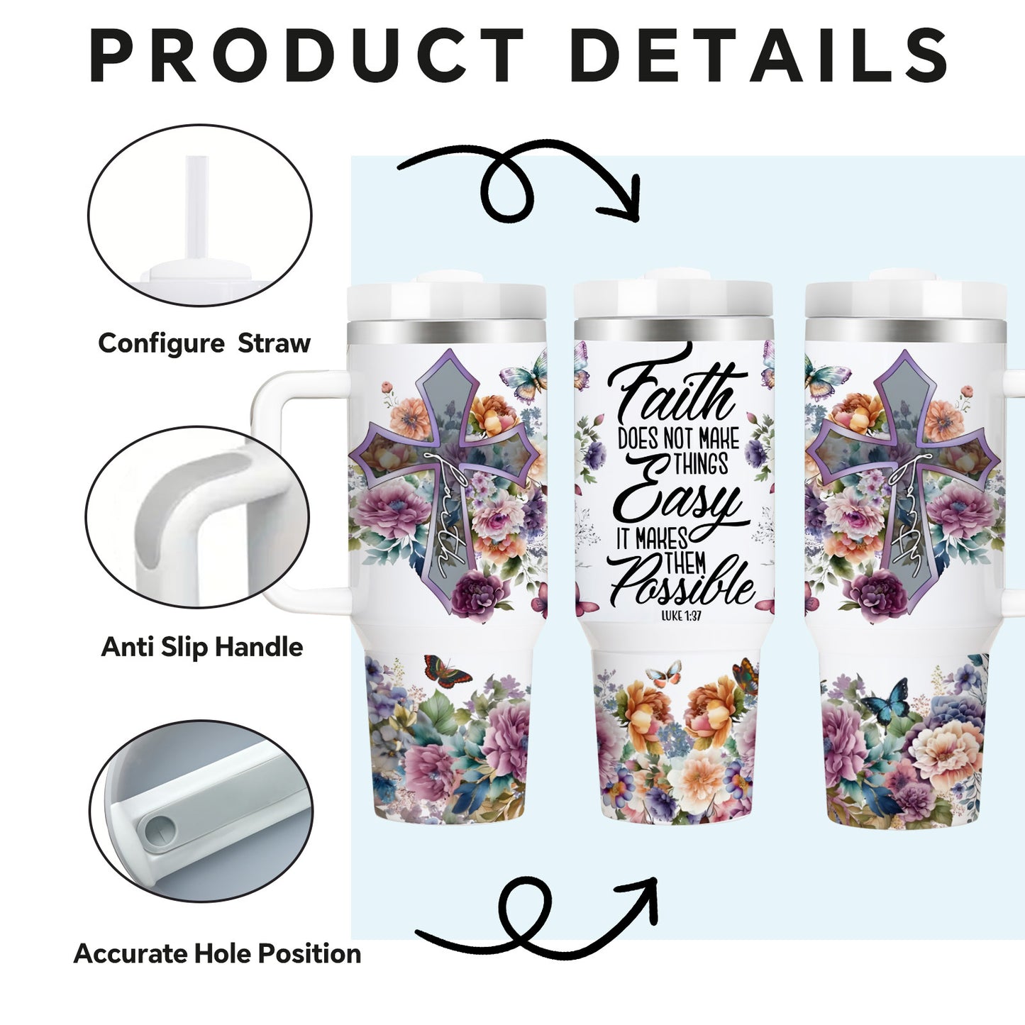 Mikenda Insulated Stainless Steel Vacuum Cup With Straw