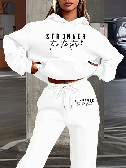 Casual Two Piece Hoodie And Pants Set For Women Relaxed Fit