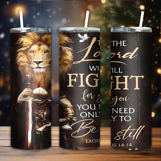 20oz Stainless Steel Thermos Cup - Double-Wall Insulated Coffee Mug with Lid & Straw, Exodus 14:14