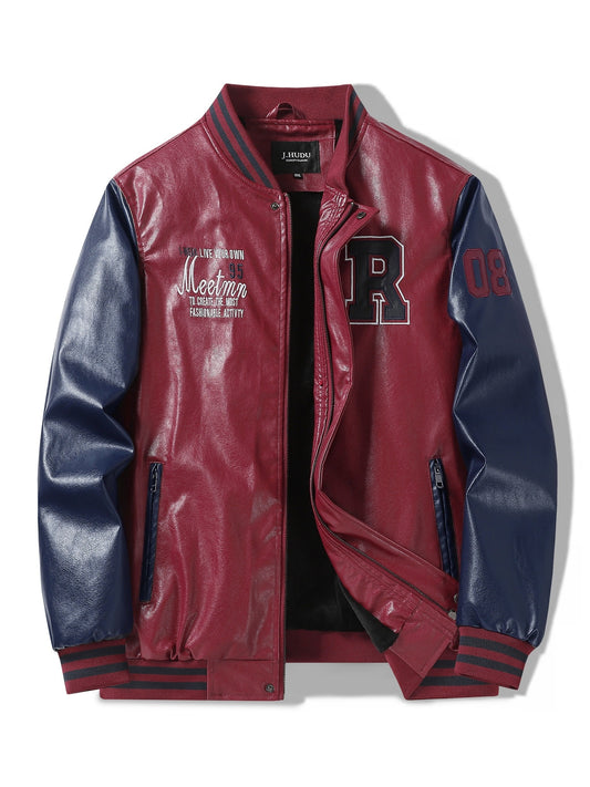 R Letter Print Jacket Raglan Oversized for Men Spring