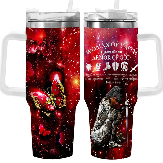 Faith Armor Insulated Woman Tumbler With Leak Proof Lid