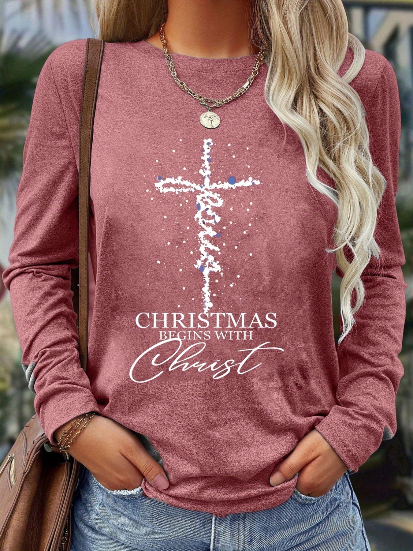 Christmas Begins With Christ Christian T Shirt Cross