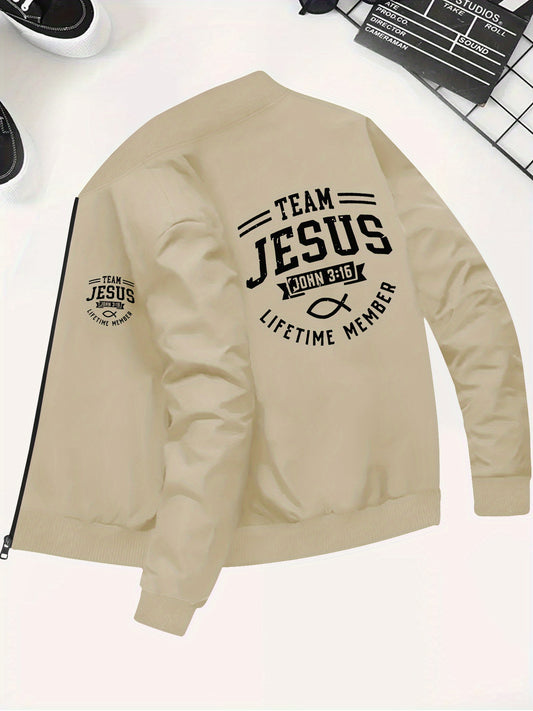 In His Divine Power Team Jesus Stand Collar Jacket Men