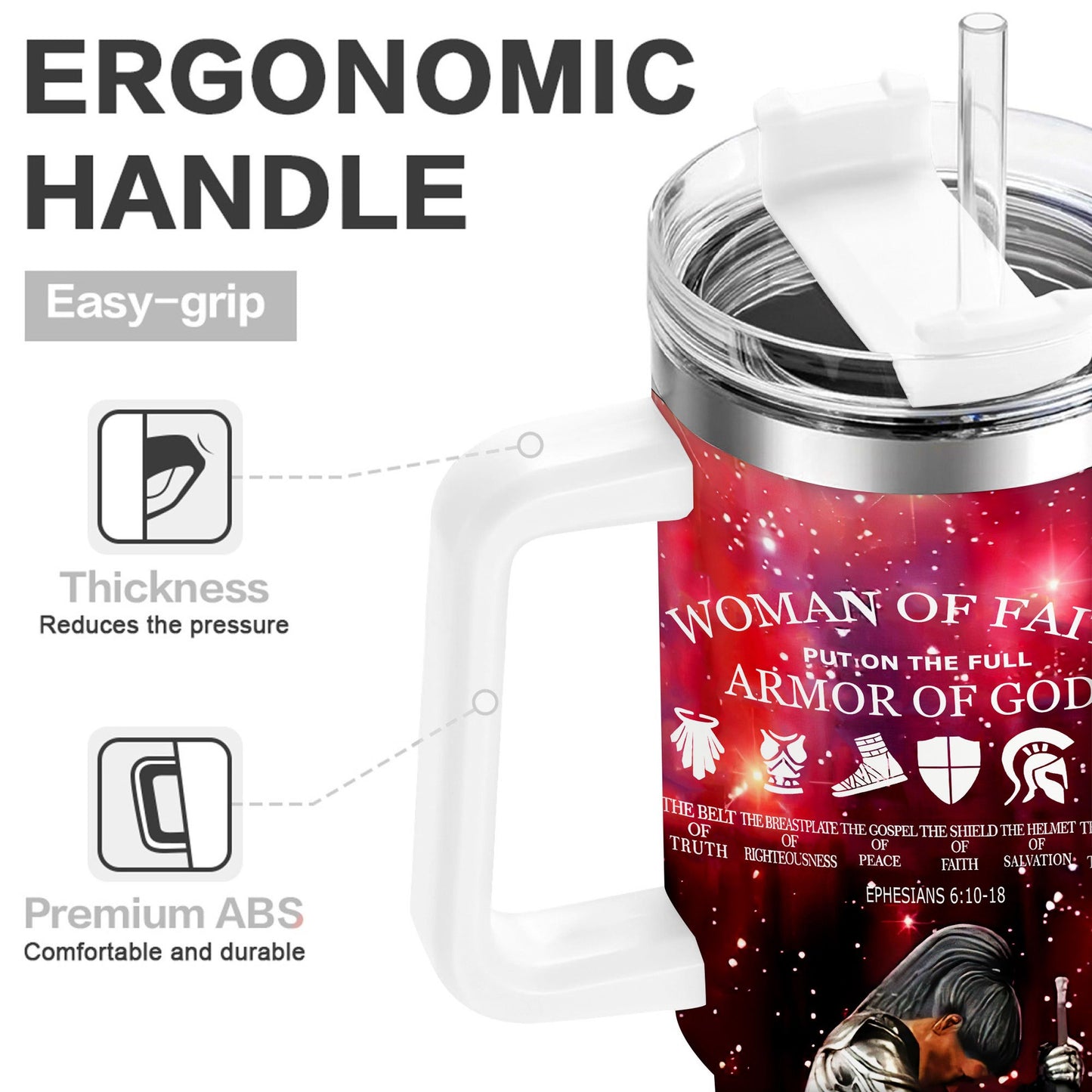 Faith Armor Insulated Woman Tumbler With Leak Proof Lid
