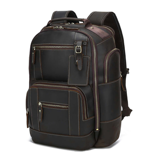 Genuine Leather Laptop Backpack Large Capacity Rucksack