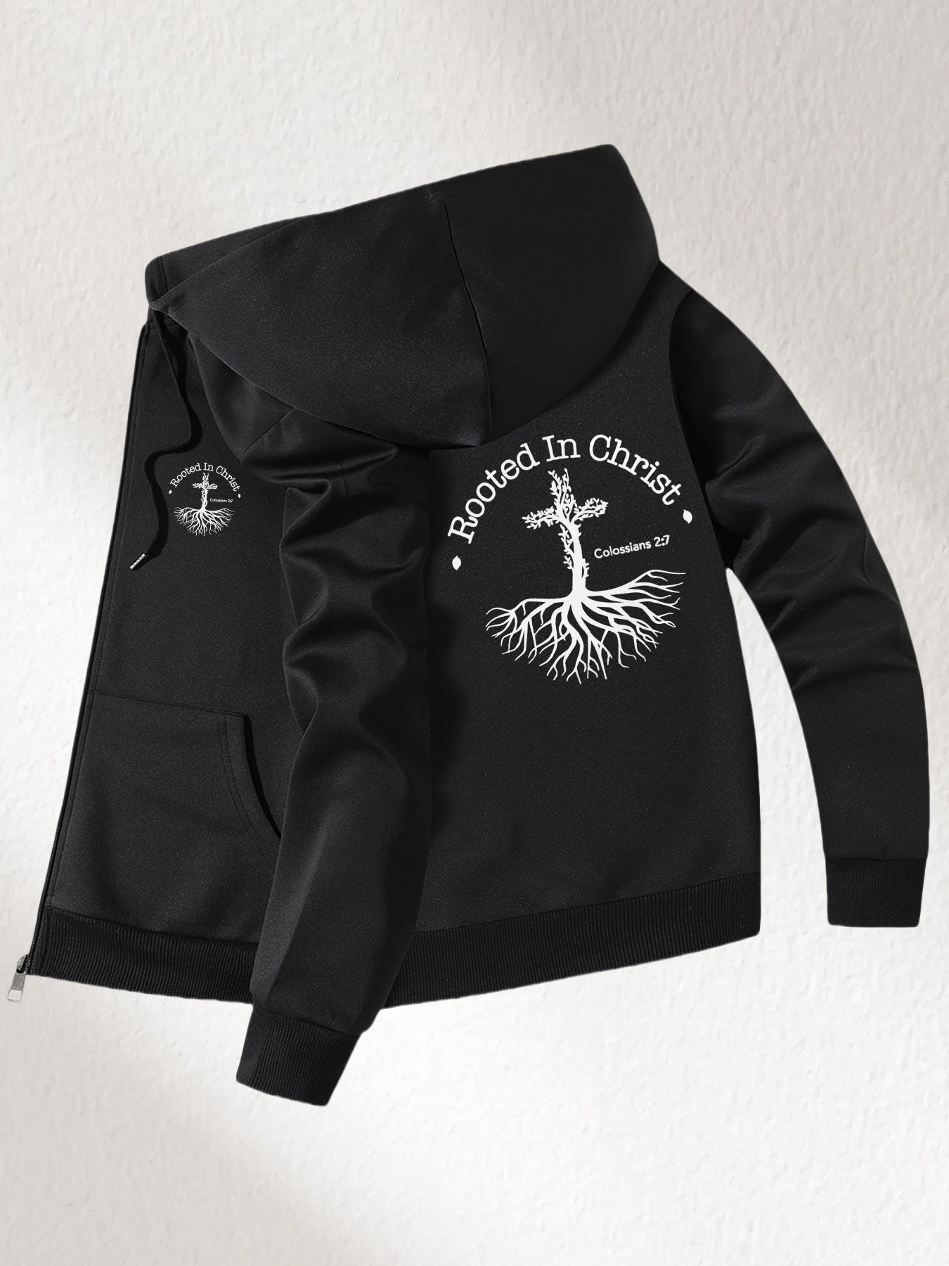 Divine Power Rooted In Christ Slim Fit Hooded Jacket Men