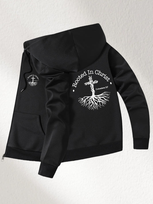 Divine Power Rooted In Christ Slim Fit Hooded Jacket Men