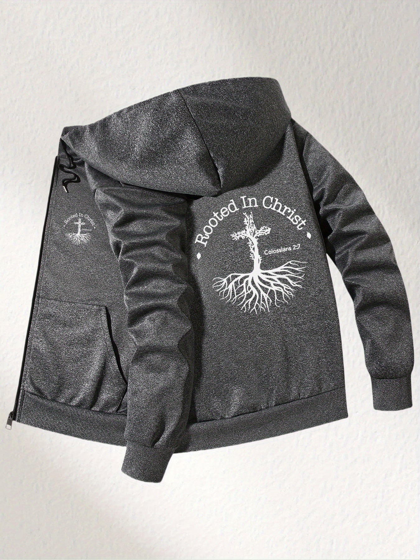 Divine Power Rooted In Christ Slim Fit Hooded Jacket Men