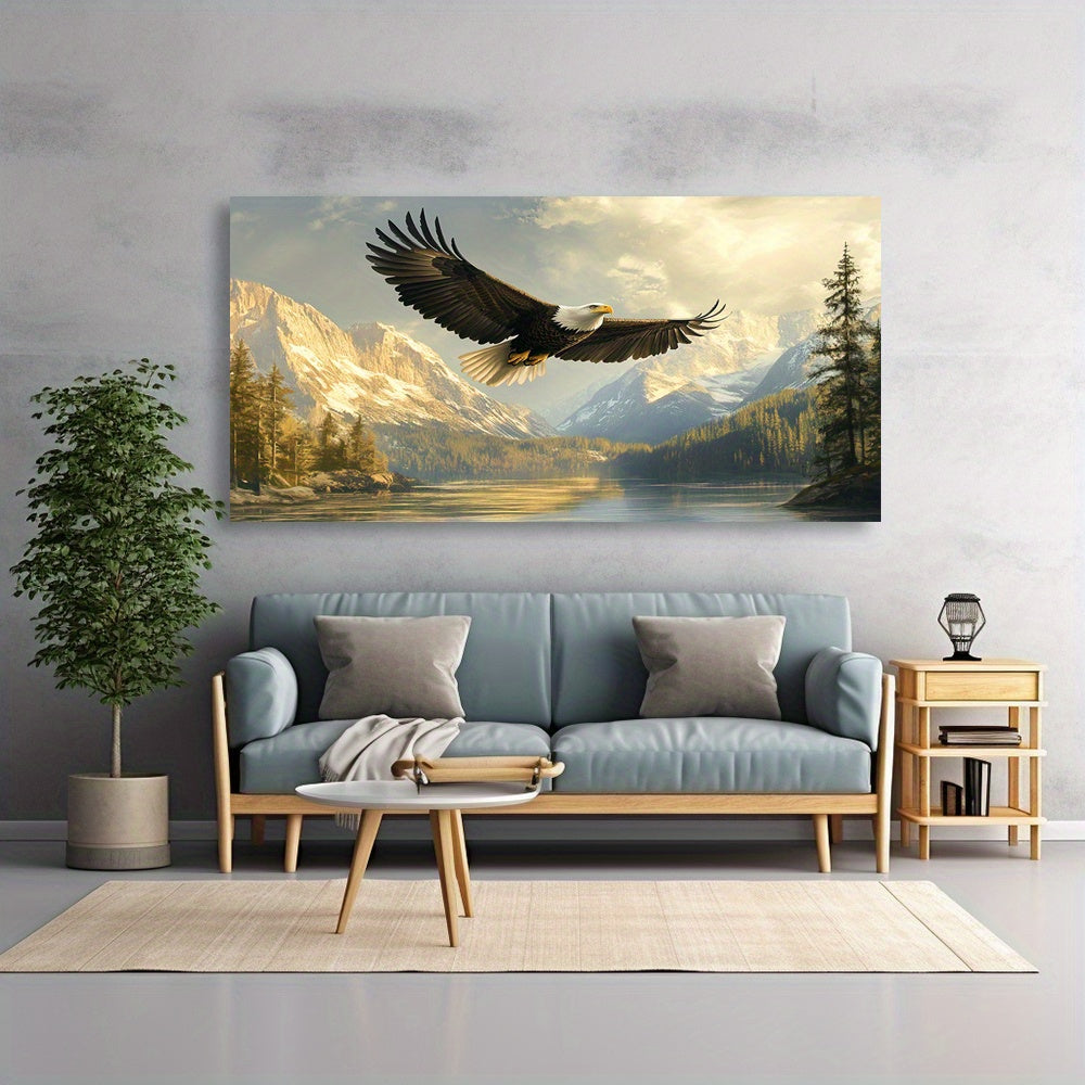 Majestic Eagle In Flight Canvas Wall Art Modern Landscape