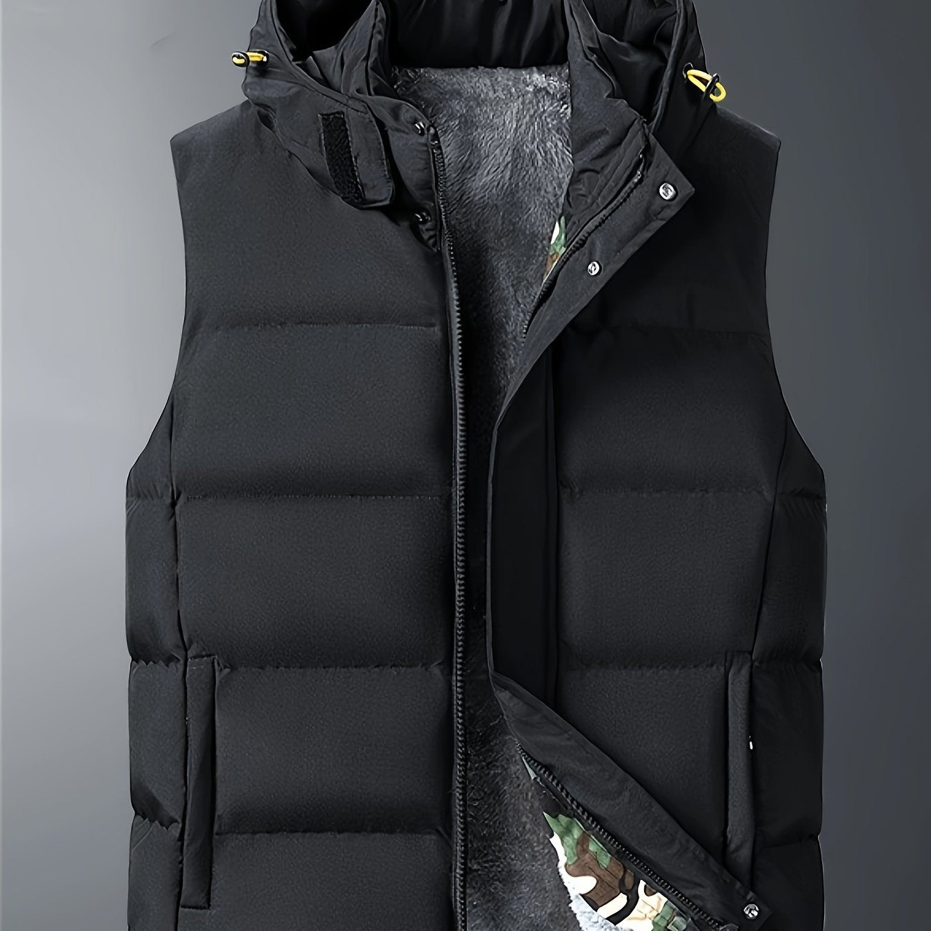 Mens Hooded Winter Vest Casual Street Polyester Jacket