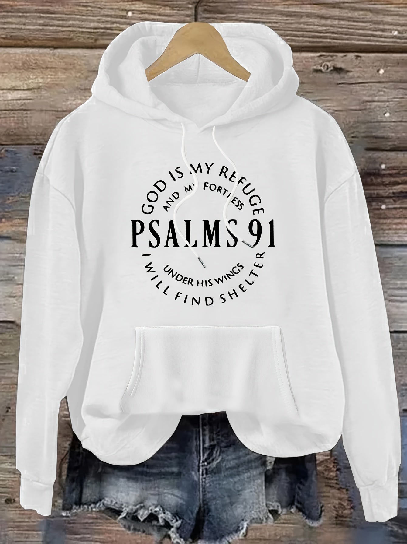 Stylish Psalm Womens Graphic Hoodie Soft Polyester Pullover