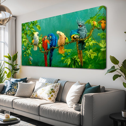 Vibrant Parrot Canvas Wall Art With Wooden Frame