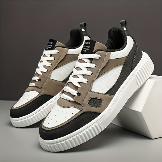 Men's Trendy Solid Color Block Skate Shoes for All Season Wear