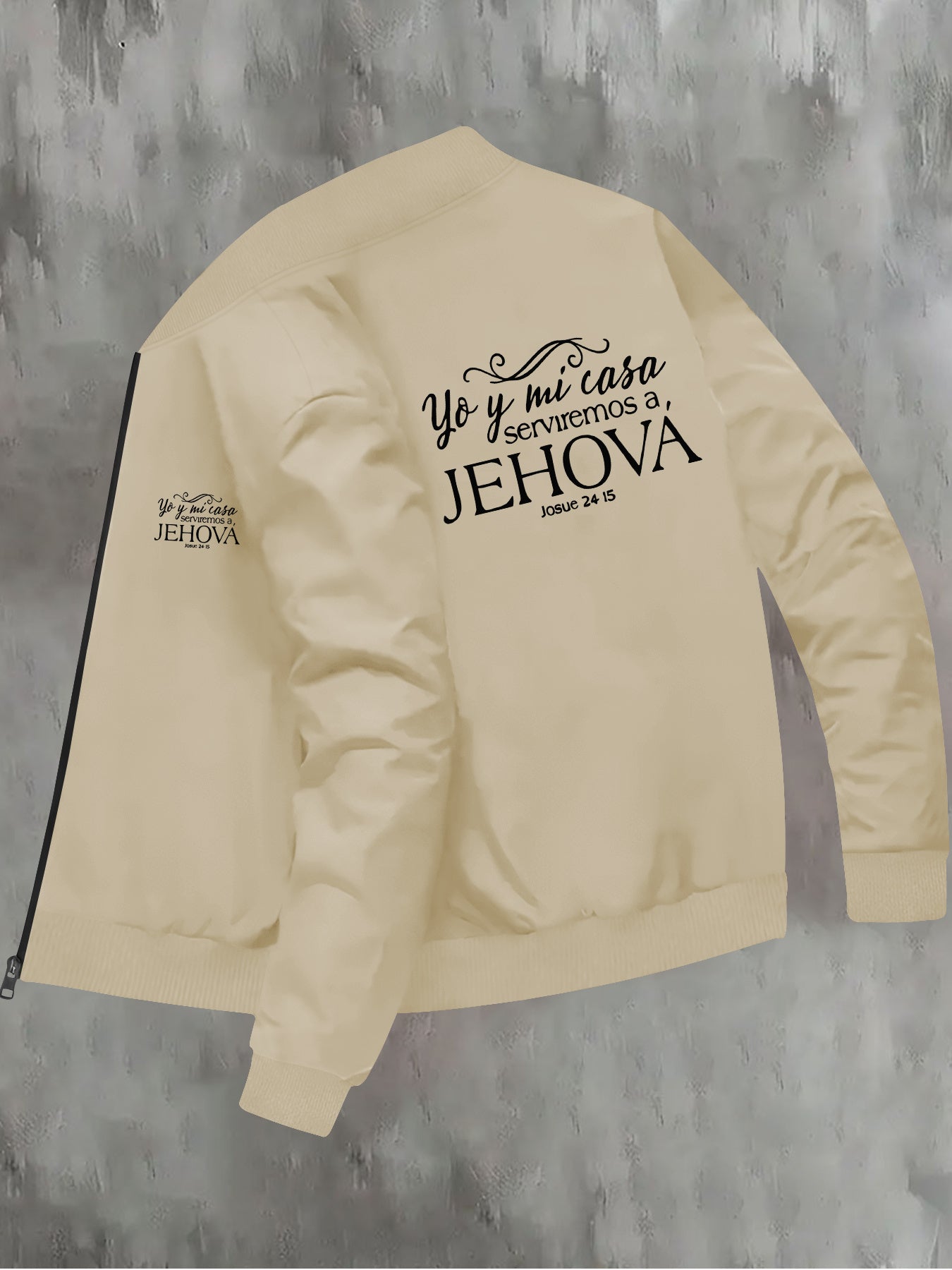 Men's Slim Fit Religious Print Bomber Jacket Casual