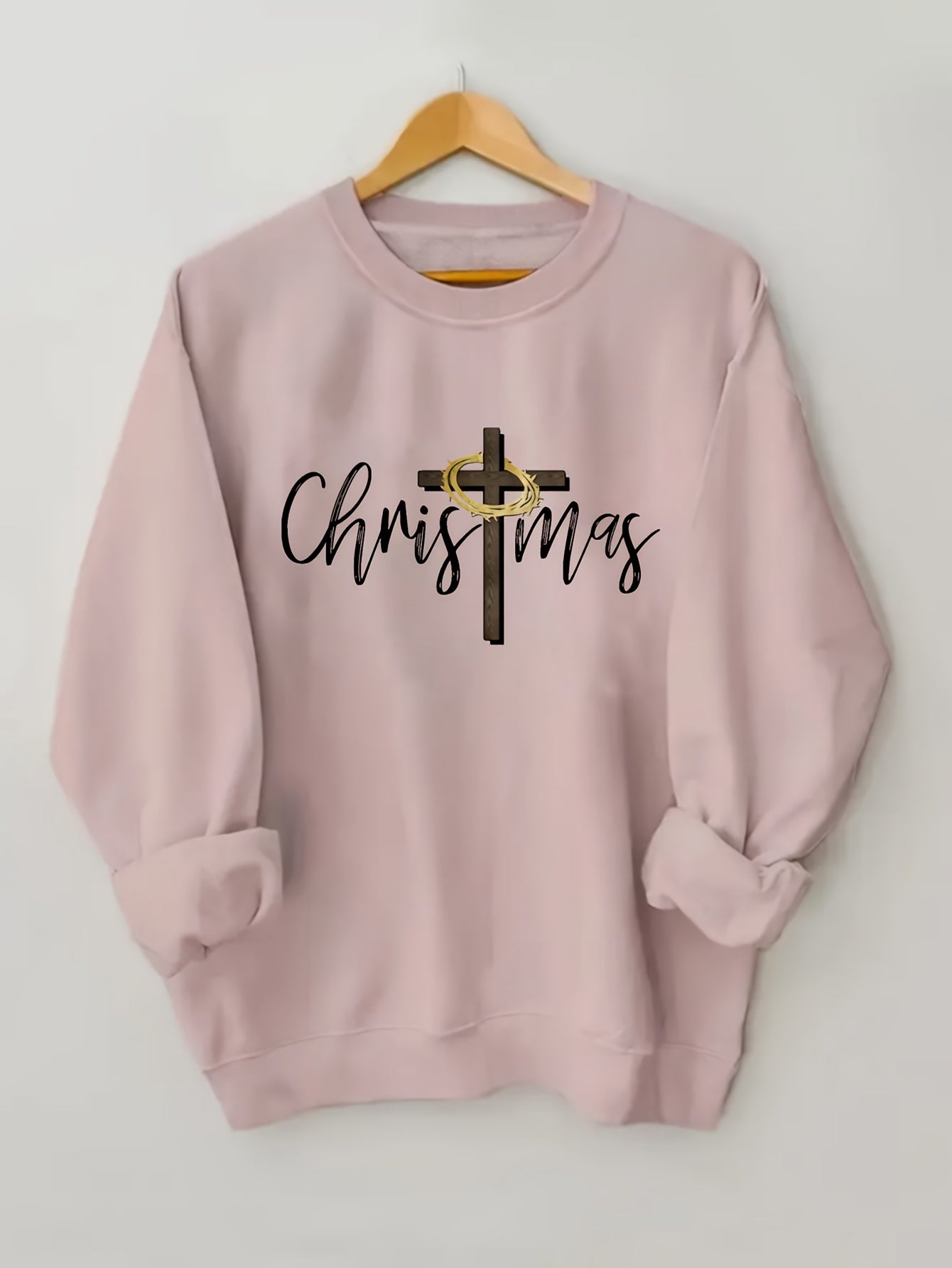 Oversized Crewneck Sweater With Cross Print