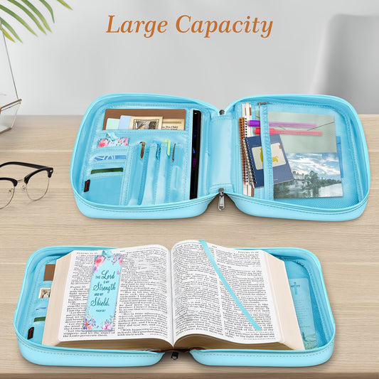 Floral Bible Cover Carrying Case With Handle Zip Pocket