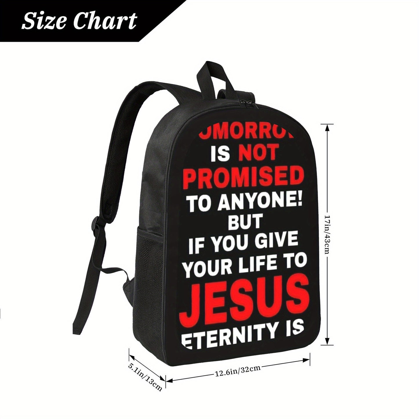 Christian Faith Backpack With Jesus Quote Laptop Bag