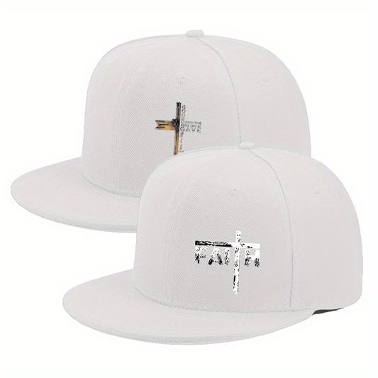 2pcs unisex baseball caps, cross print design, adjustable