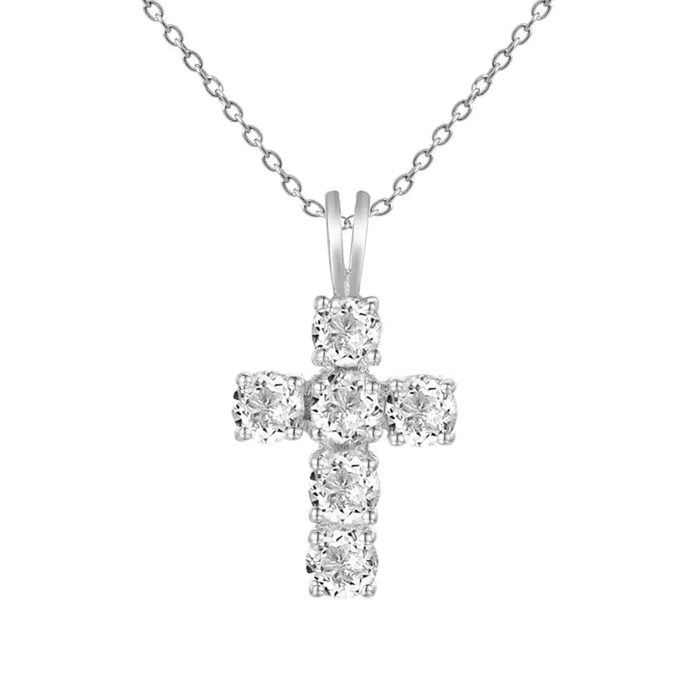GEM'S BALLET 925 Silver Topaz Cross Pendant For Women