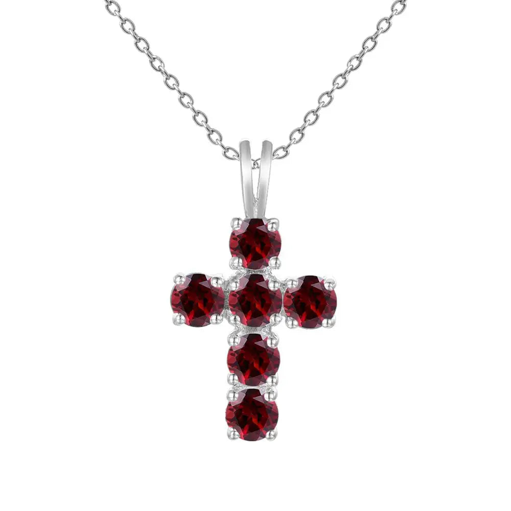 GEM'S BALLET 925 Silver Topaz Cross Pendant For Women