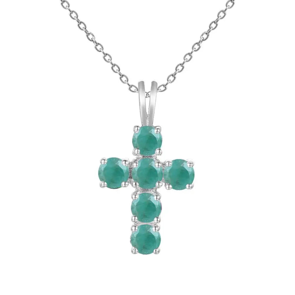 GEM'S BALLET 925 Silver Topaz Cross Pendant For Women
