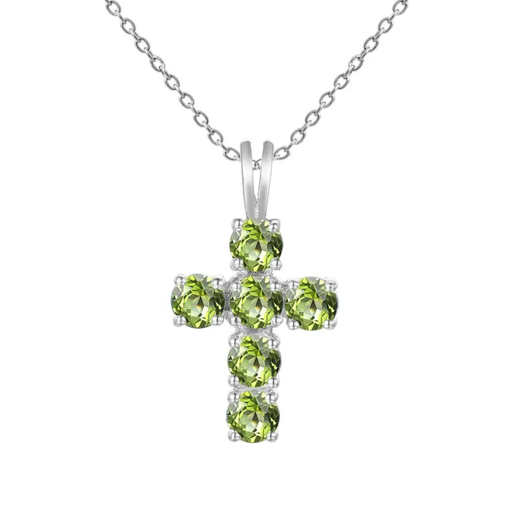 GEM'S BALLET 925 Silver Topaz Cross Pendant For Women