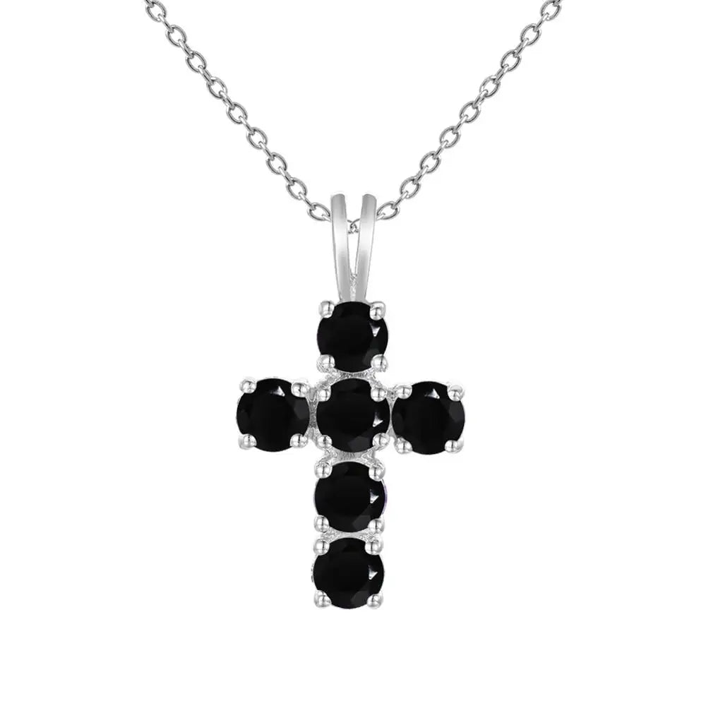 GEM'S BALLET 925 Silver Topaz Cross Pendant For Women
