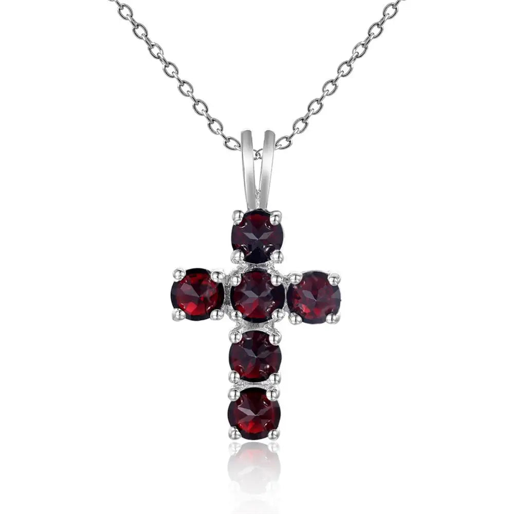GEM'S BALLET 925 Silver Topaz Cross Pendant For Women