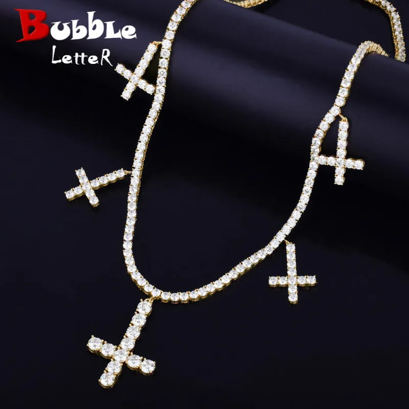 Zircon Cross Pendant Necklace for Women Elegant Religious Jewelry