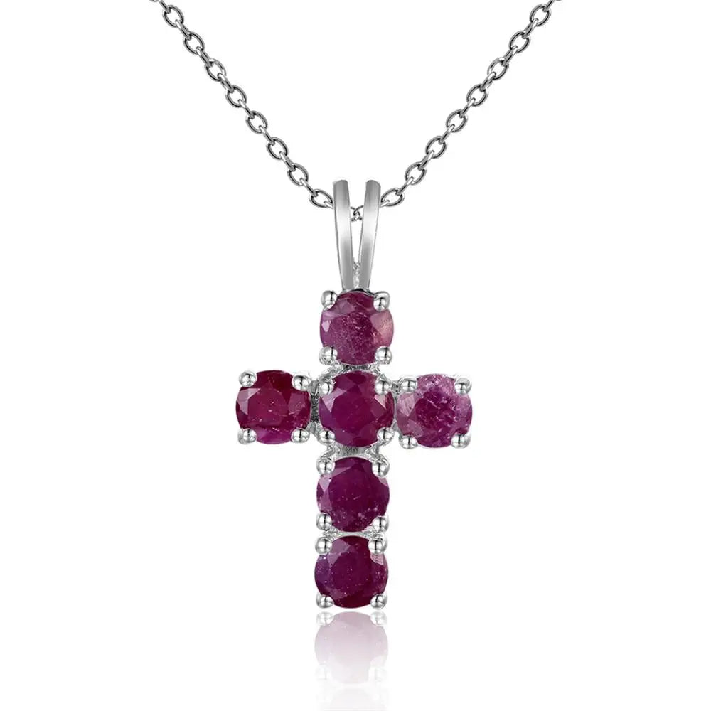 GEM'S BALLET 925 Silver Topaz Cross Pendant For Women
