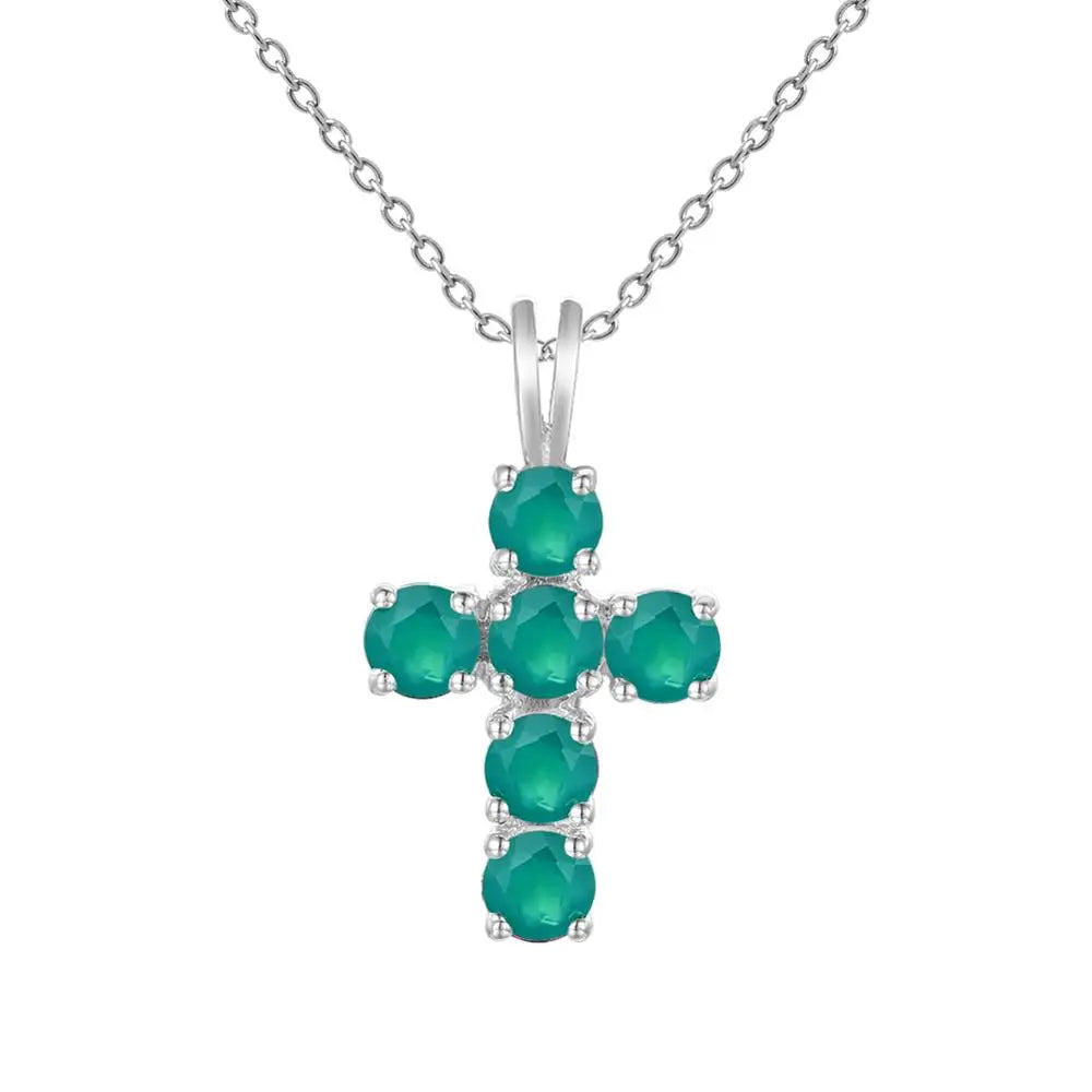 GEM'S BALLET 925 Silver Topaz Cross Pendant For Women