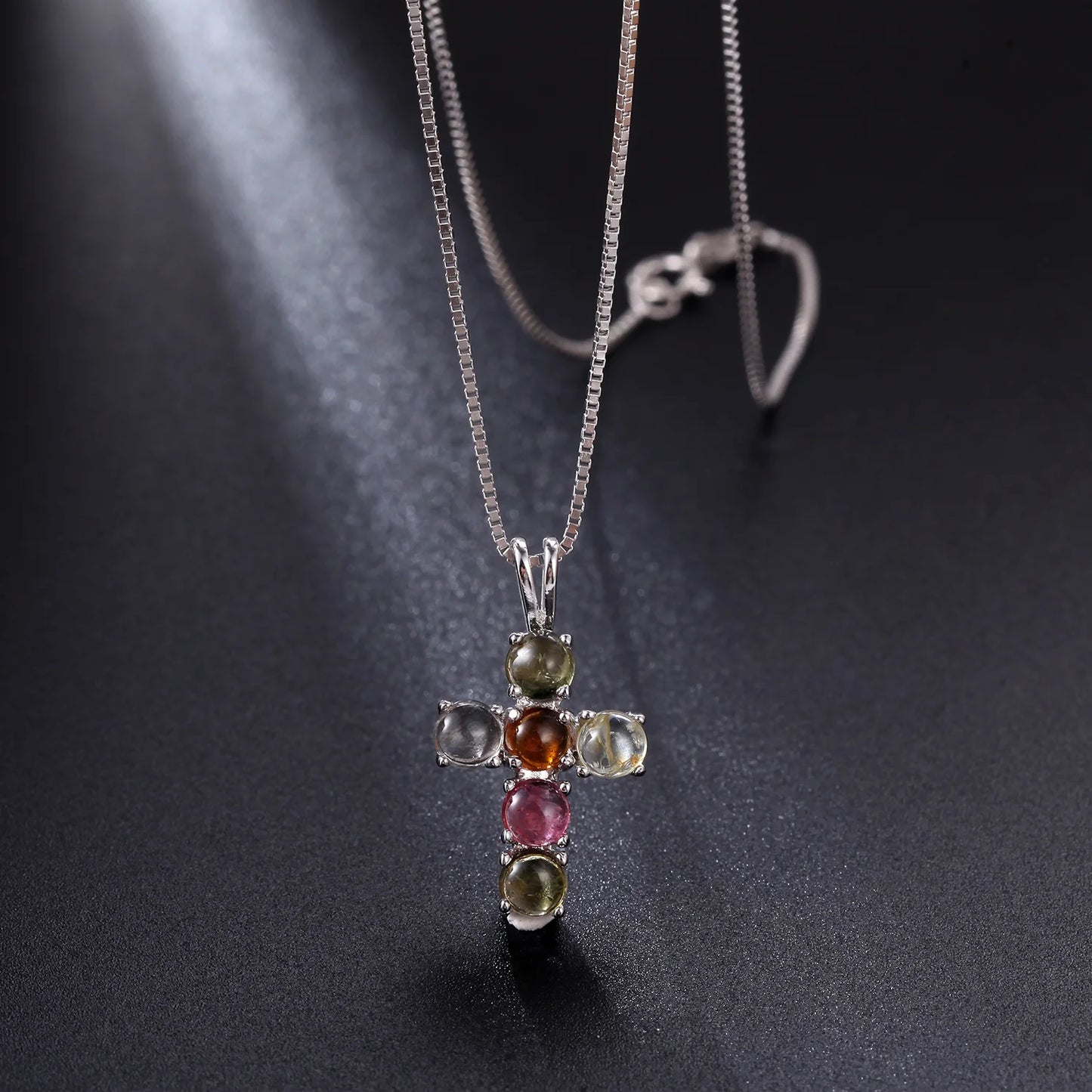 GEM'S BALLET 925 Silver Topaz Cross Pendant For Women