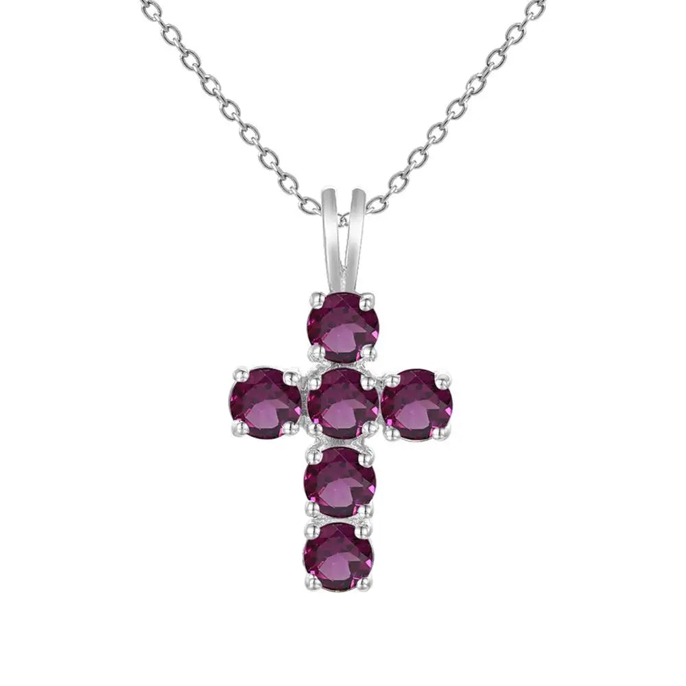 GEM'S BALLET 925 Silver Topaz Cross Pendant For Women