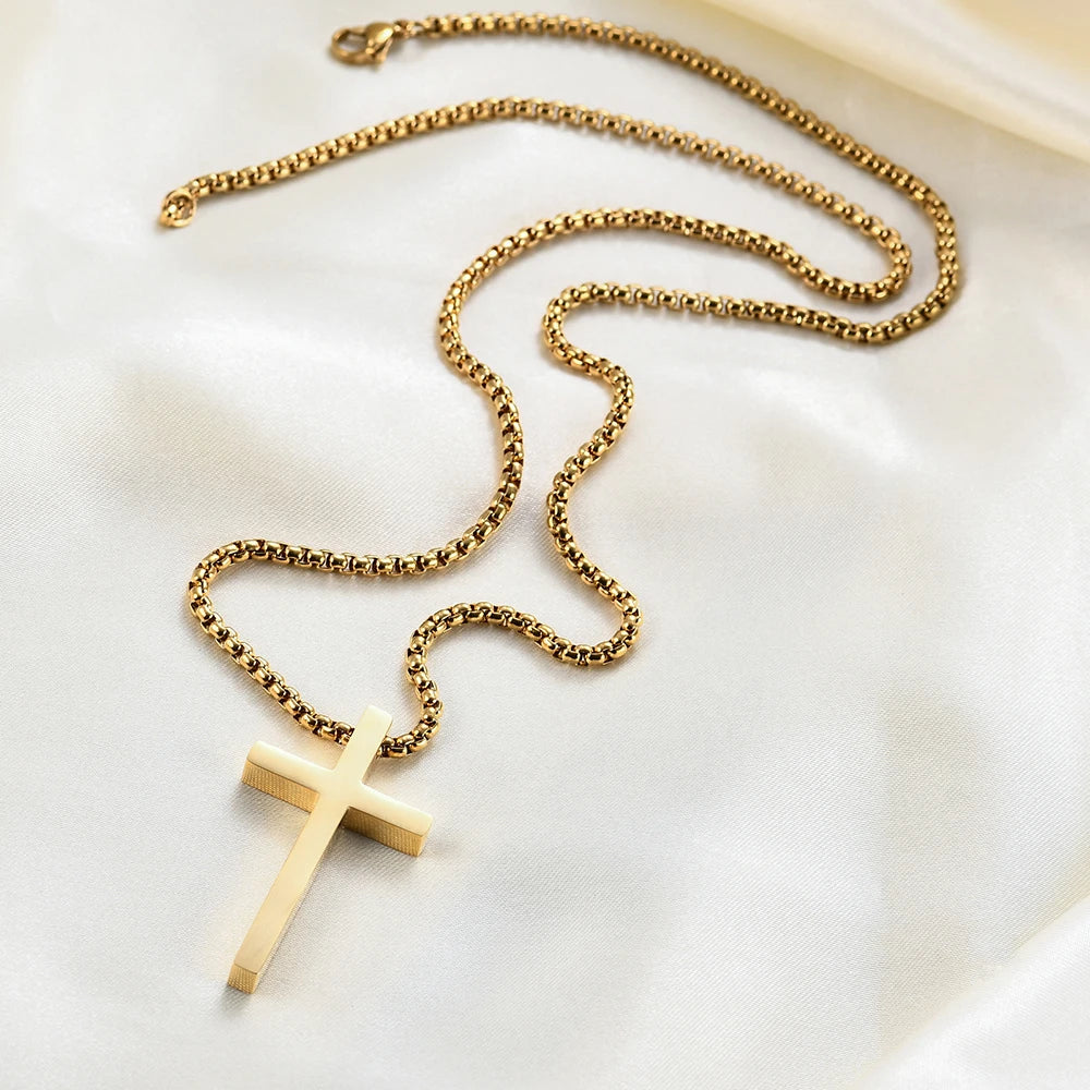 Simple Cross Stainless Steel Necklace for Men
