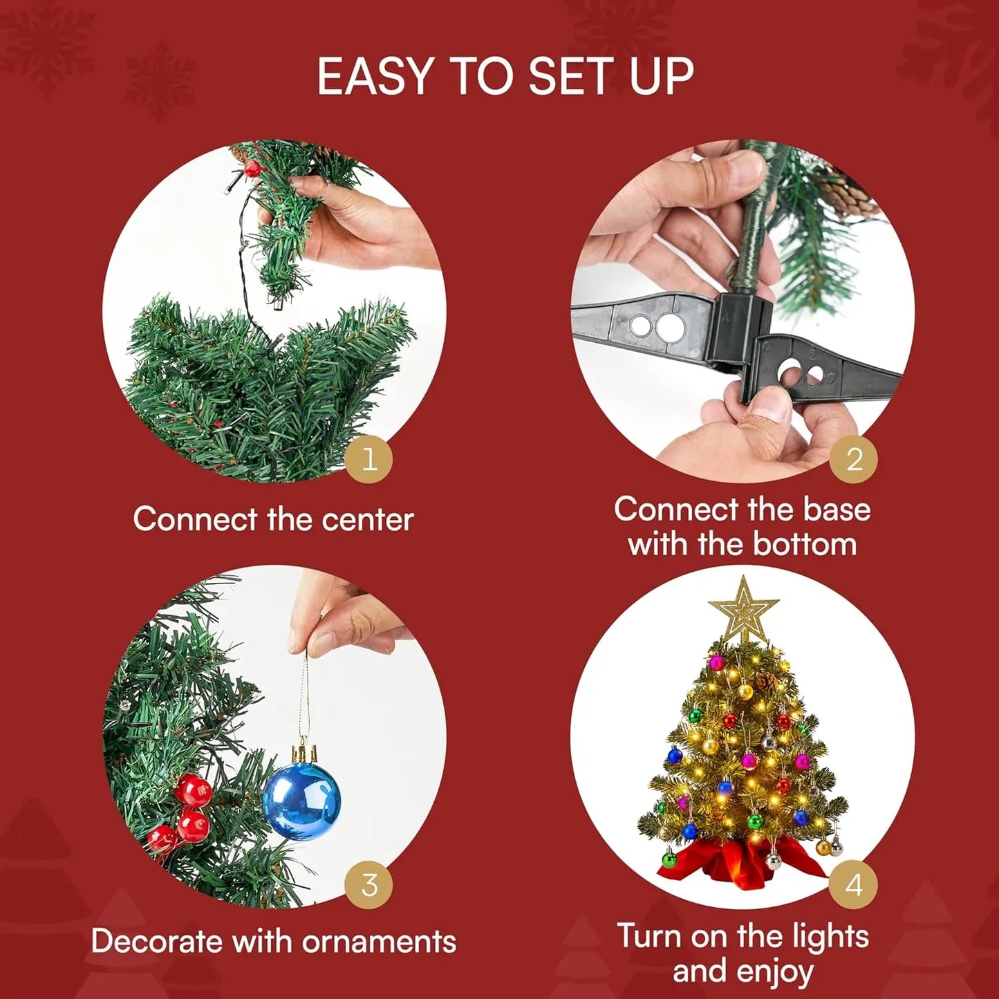 Joyfy Prelit Tabletop Christmas Tree With Warm Lights