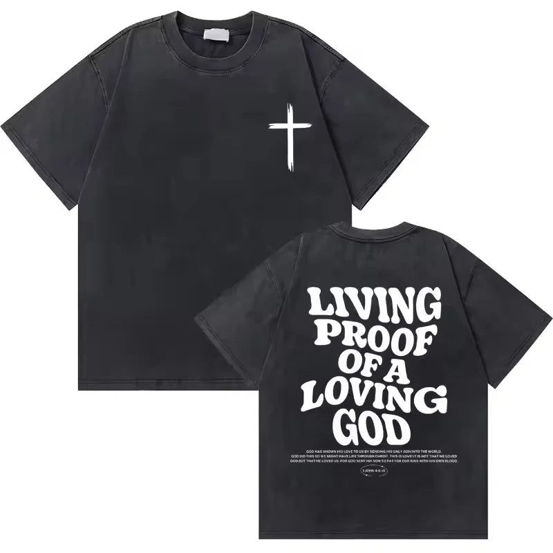 Washed Vintage Christian Jesus Good News God Loves You Bible Verse Graphic T Shirts For Men Women Casual Oversized Tee