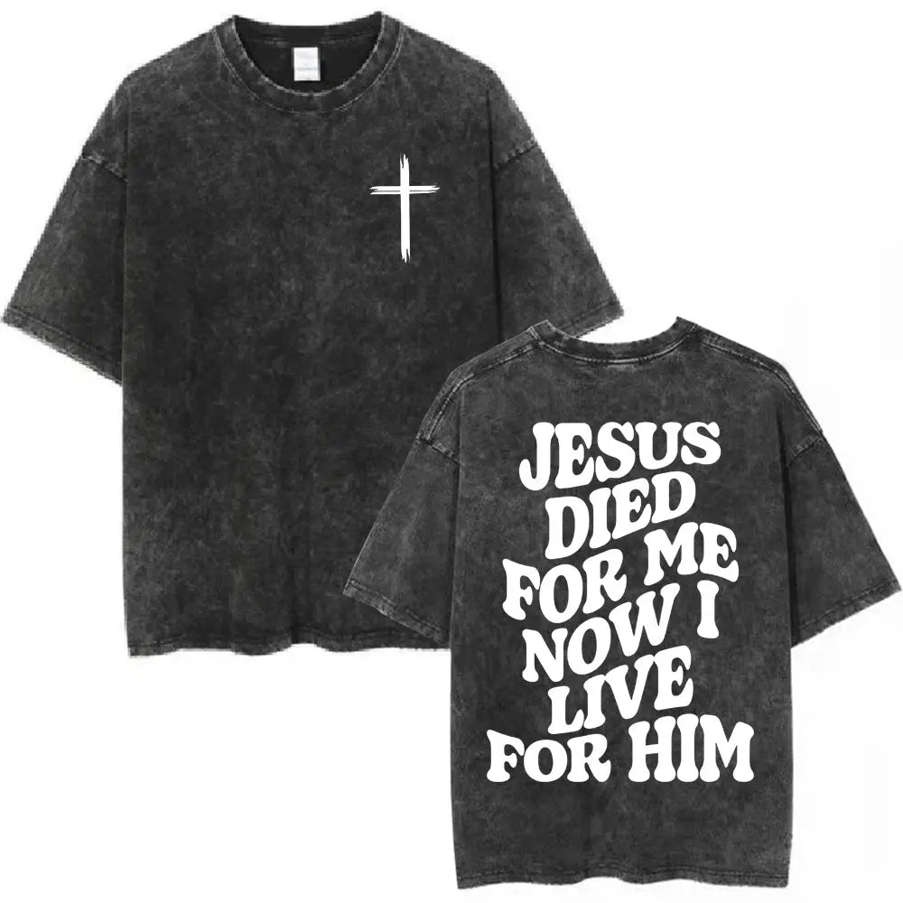 Anhui Bible Verse T Shirt Salvation Jesus Retro Washed