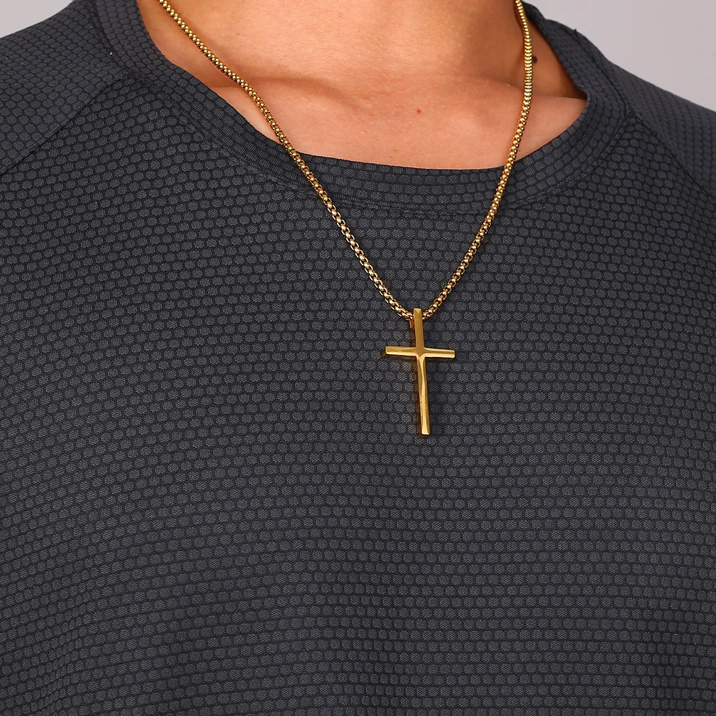 Simple Cross Stainless Steel Necklace for Men