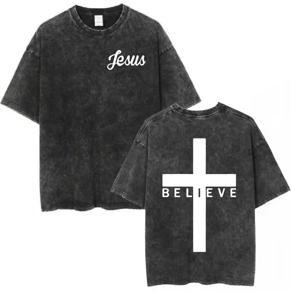 Anhui Bible Verse T Shirt Salvation Jesus Retro Washed