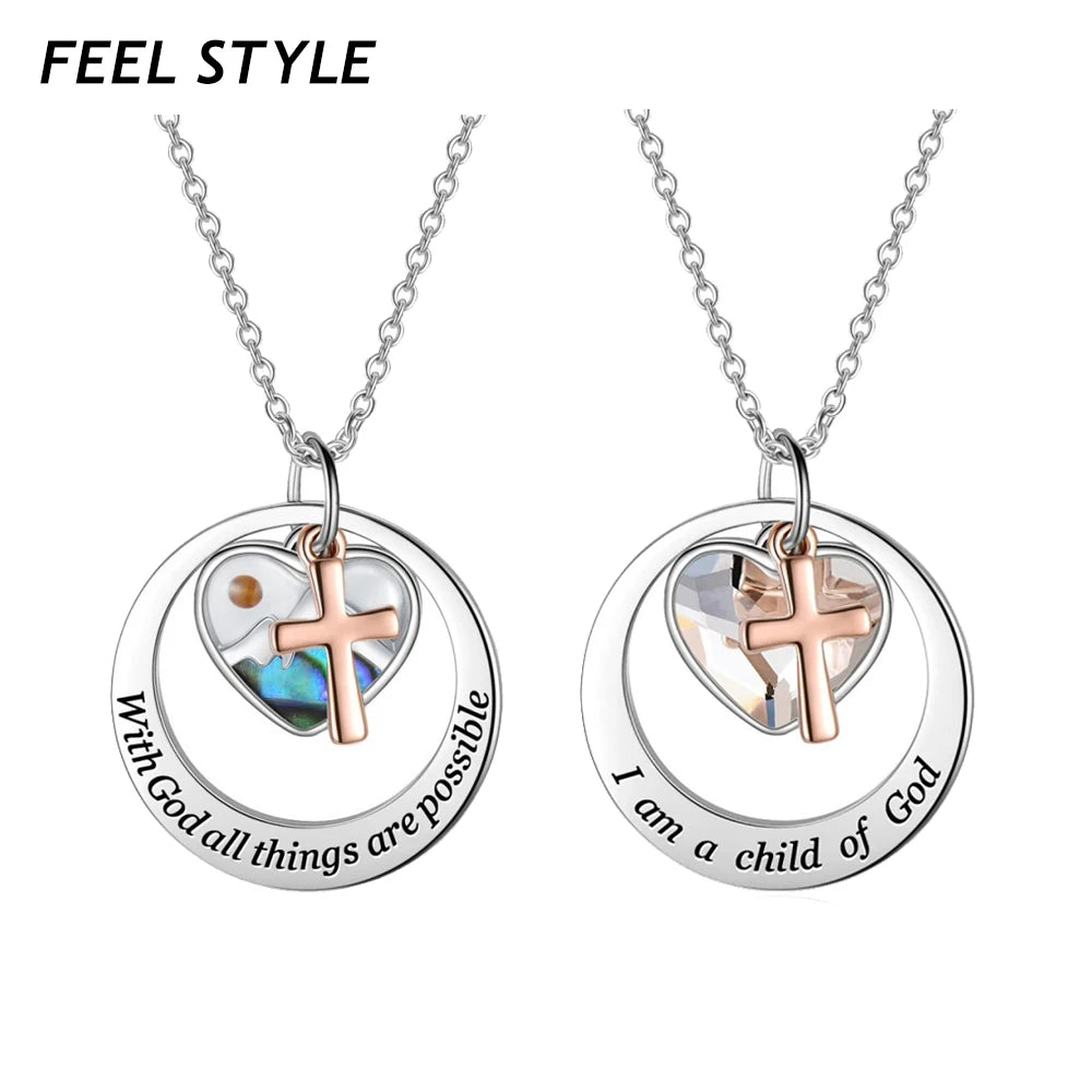Feel Style Faith Cross Necklace Stainless Steel Pendant