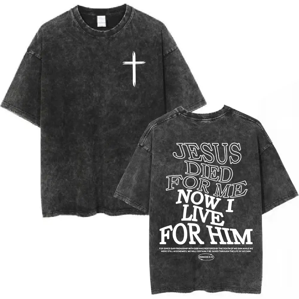 Anhui Bible Verse T Shirt Salvation Jesus Retro Washed