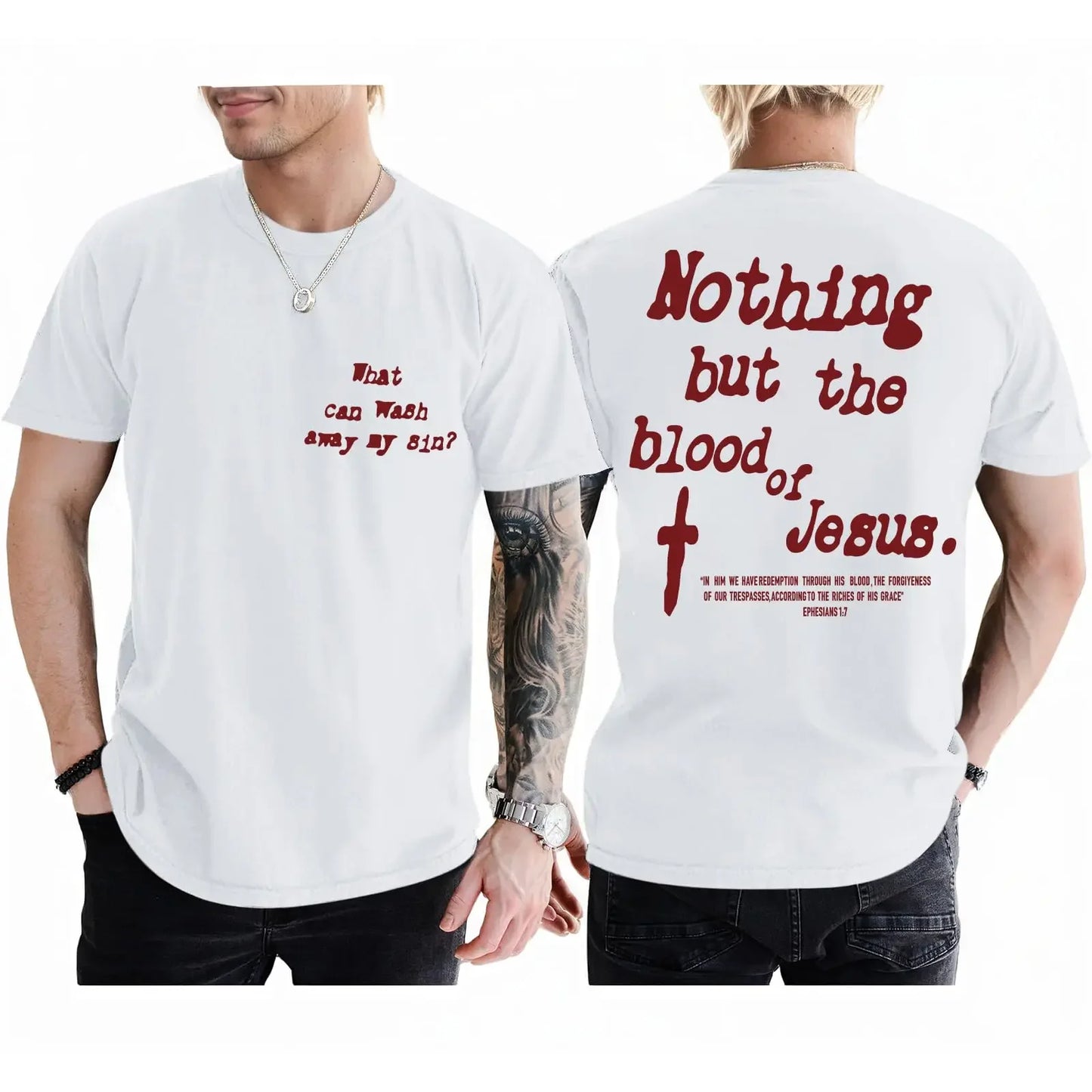 Christian Shirts For Men Cotton Bible Verse T Shirt Jesus God Inspirational Cross Graphic Tee High Quality Top